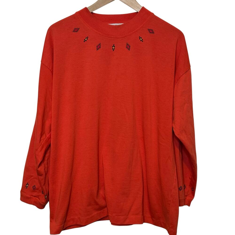 Vintage Camp Beverly Hills Red Mock Neck Long Sleeve Shirt